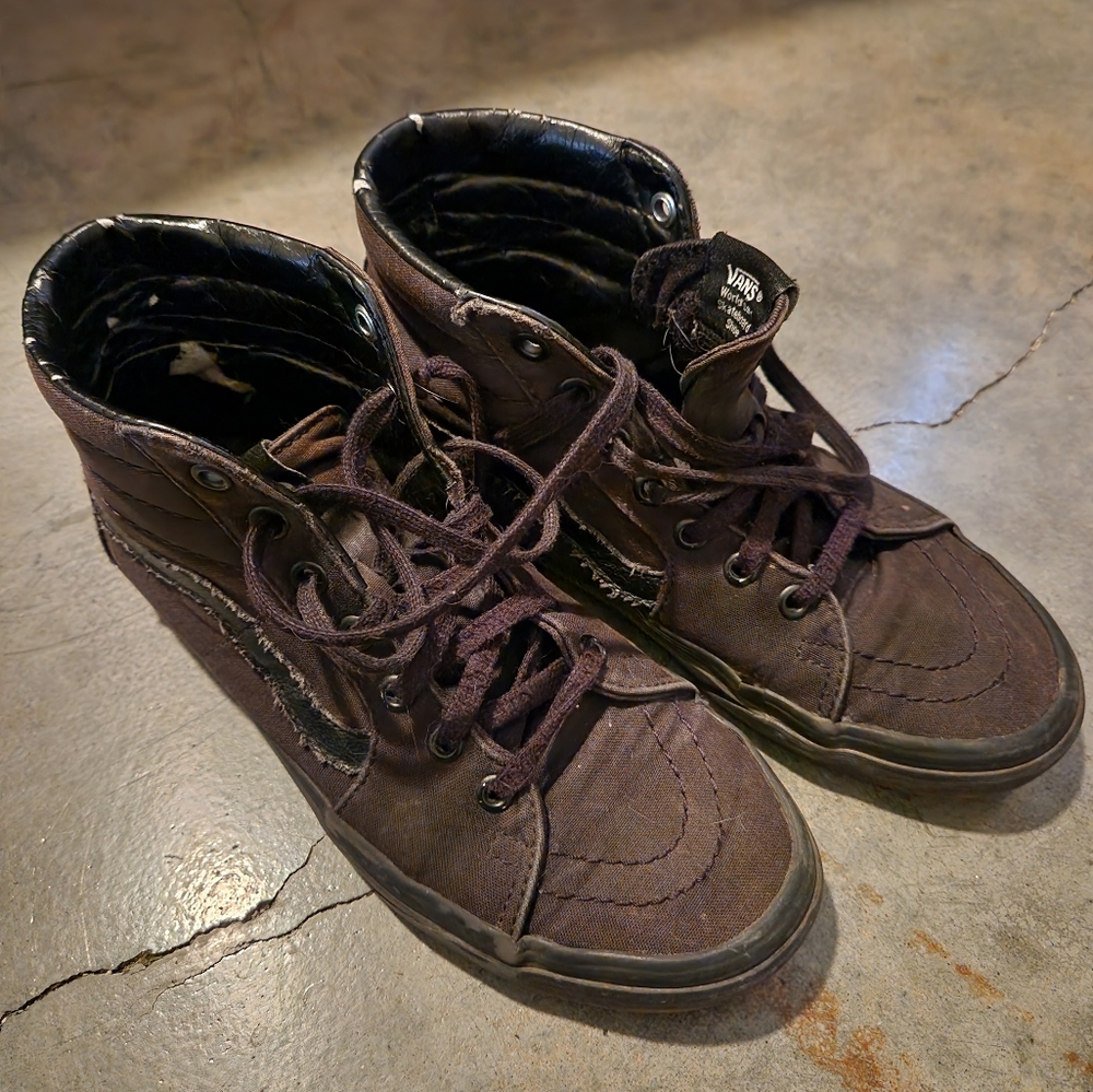Vans faded black hi tops, 5.5 men 7 women